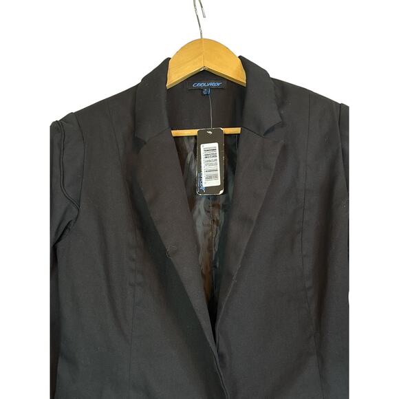 Coolwear Women's Zip Long Sleeve Canvas One Button Blazer Suit Size XL Black NWT - Picture 4 of 8